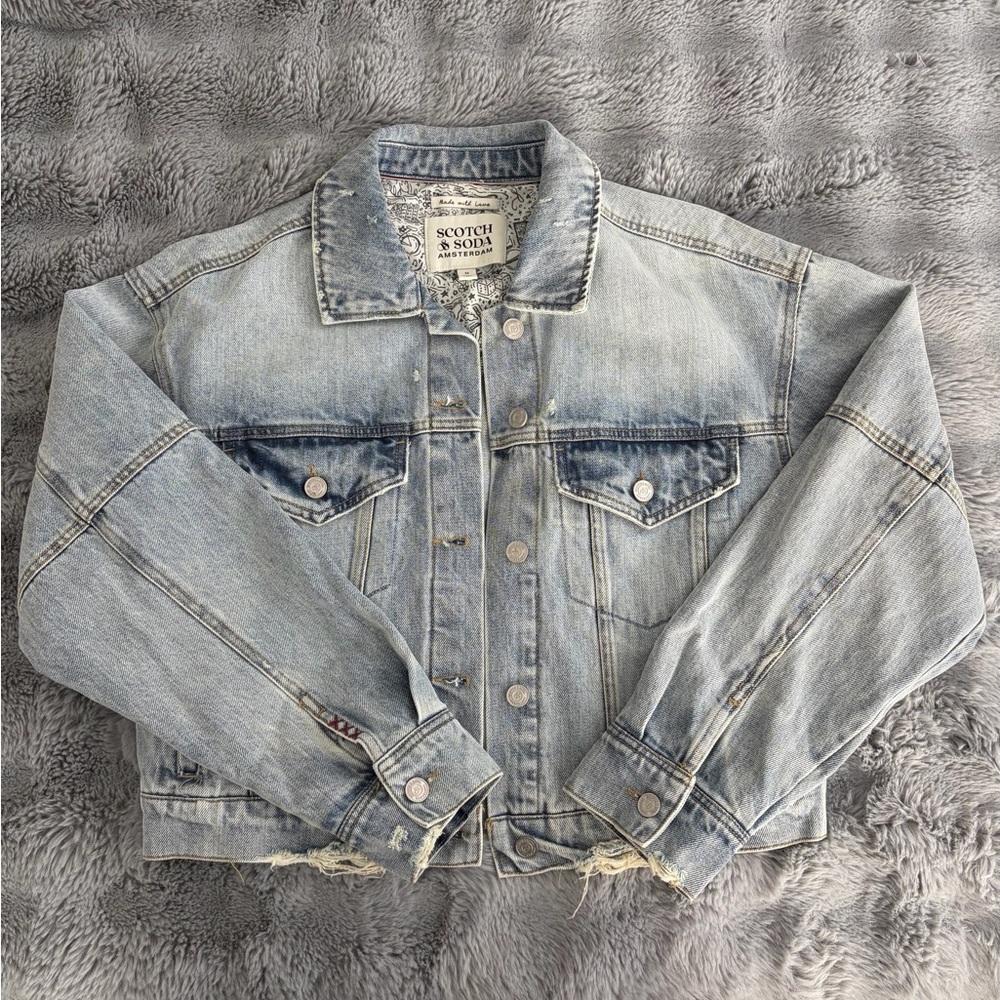 Scotch & Soda Faded Blue Cropped Denim Jacket